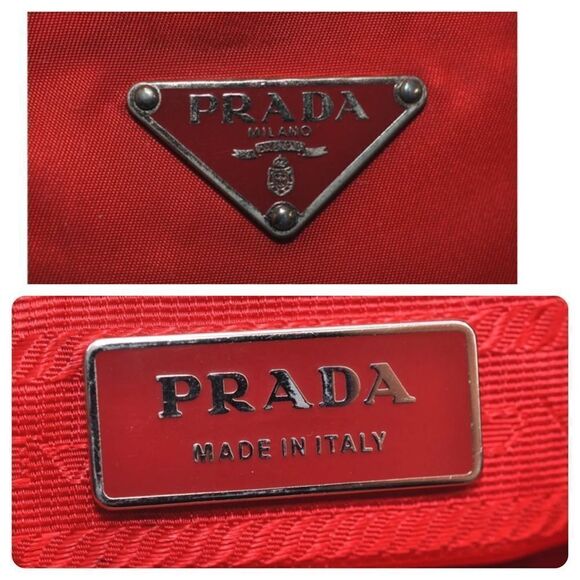 PRADA Nylon Leather Shoulder/Crossbody Bag Red 💼 #1 - Picture 5 of 14
